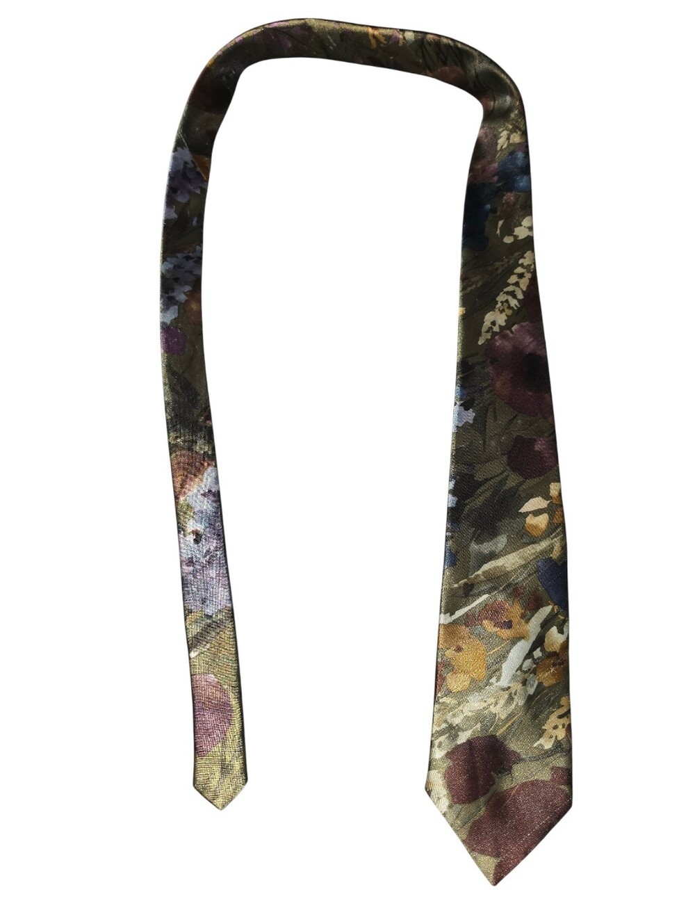 6/8/6. K.E.T.C.H. Floral Print Men's Tie in Olive Green, Burgundy & Navy -